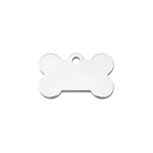 Hueso para Mascotas pequeñas-Medianas Placa Chapa Medalla de identificación Personalizada para Collar Perro Gato Mascota grabada (Plateado)