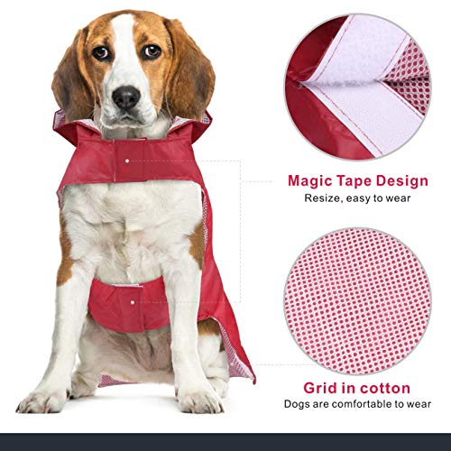 Idepet - Chaqueta impermeable con capucha para perro con aberura para el cuello, poncho reflectante para perro, resistente al viento, para perros pequeños, medianos y grandes
