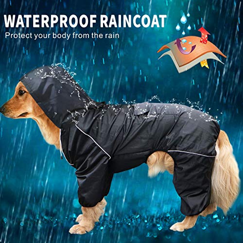 Idepet Impermeable para perros con capucha y cuello, Poncho impermeable para lluvia para perros Chaqueta impermeable para lluvia con capucha para perros pequeños, medianos y grandes