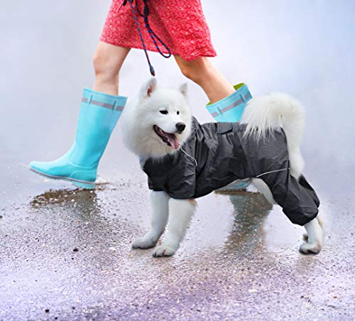 Idepet Impermeable para perros con capucha y cuello, Poncho impermeable para lluvia para perros Chaqueta impermeable para lluvia con capucha para perros pequeños, medianos y grandes
