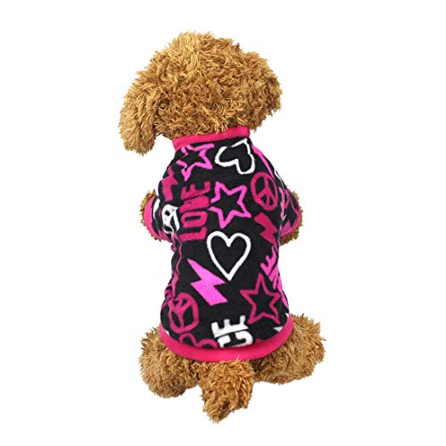 Idepet Pet Dog Cat Clothes Graffiti Style Soft Fleece Sweater Shirt Coat para Perros pequeños Puppy Teddy Chihuahua Poodle Boys Girls (L)