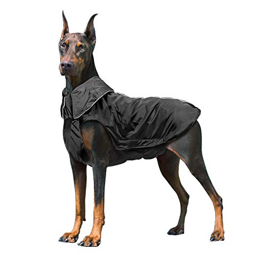 IREENUO Chaqueta 100% Impermeable para Mascotas Perros Abrigos de Invierno cálido Negro-3XL