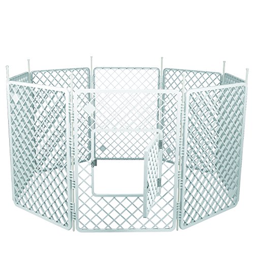 Iris Ohyama, parque perro / jaula exterior / recinto / perrera 8 vallas - Pet Circle - H-908, plástico blanco, 11,4 kg, 60 x 60 x 86 cm