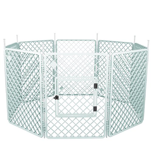 Iris Ohyama, parque perro / jaula exterior / recinto / perrera 8 vallas - Pet Circle - H-908, plástico blanco, 11,4 kg, 60 x 60 x 86 cm
