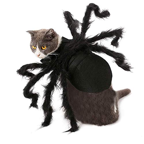 IvyH Decoración de Mascotas de Halloween, Disfraz de Perro Gato simulación de Terror Disfraz de araña de Felpa Fiesta de Disfraces para Cachorro Gatito (S)