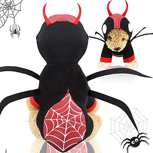 Jannyshop Disfraz de Perro Pequeño de Halloween Ropa de Araña para Peluche de Perro Convertido en Ropa Divertida Fiesta de Cosplay