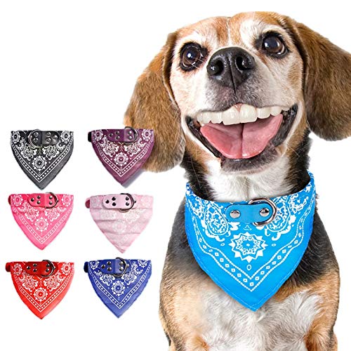 JiaHui Bandana ajustable de piel estampada suave collar para perro suministros de mascotas gato perro bufanda collar para Chihuahua cachorro mascota pañuelo (color: rojo, tamaño: S)