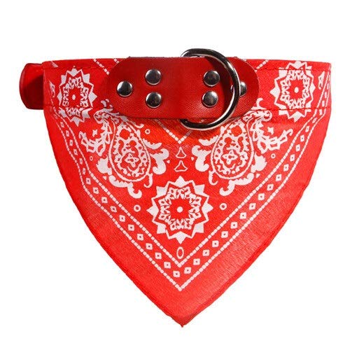 JiaHui Bandana ajustable de piel estampada suave collar para perro suministros de mascotas gato perro bufanda collar para Chihuahua cachorro mascota pañuelo (color: rojo, tamaño: S)