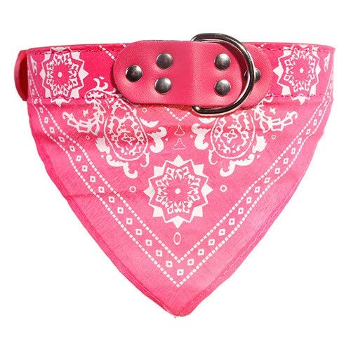 JiaHui Bandana ajustable de piel estampada suave collar para perro suministros de mascotas gato perro bufanda collar para Chihuahua cachorro mascota pañuelo (color: rosa, tamaño: XXL)