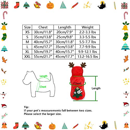 JIMACRO Ropa navideña para Perro, Pet Santa Suit Disfraz de Perro Lindo Reno Disfraz De Gato Abrigo de Invierno cálido para Mascotas