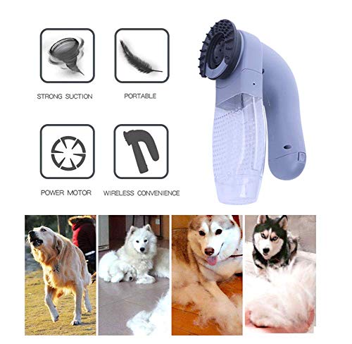 JINQI Cepillos para Perros Dispositivo Eléctrico Sin Cables De Vacío De Mano para Eliminar El Pelo De Perro con Ventosa De Goma Suave Mango Robusto Integrado para Perro Gato (sin Batería)
