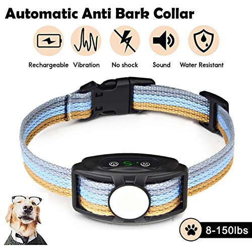 JJOBS Collar Antiladridos para Perros para Addestramento Automático, con Ajustable Vibración sin Descarga Eléctrica, Impermeable y Recargable (Azul1)