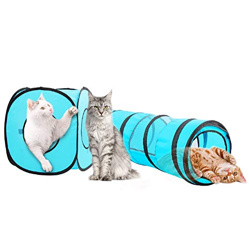 Juguete para Gatos All For Pawise con Forma de túnel y Cubo de Gato Plegable para Interiores y Exteriores