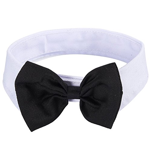 Juvale Tuxedo Costume Necktie for Small and Medium Sized Pets - Black and White, Fits Pets Up To 15.35 Inches in Girth
