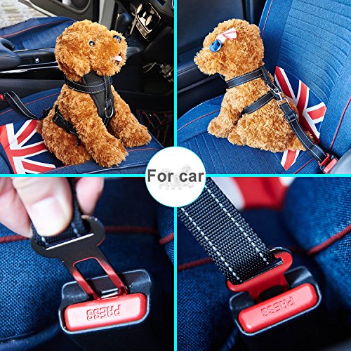 Kaka Mall - Arnés para perro o gato ajustable, con relleno suave acolchado, para coche con cinturón de seguridad