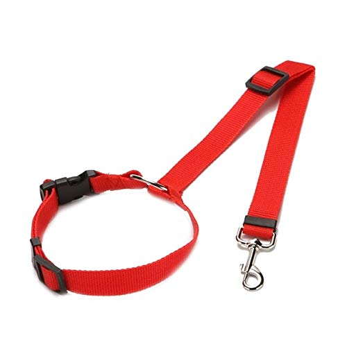 KGCA Cinturón De Seguridad Ajustable para Perros Y Mascotas Cinturón De Seguridad para Perros Cinturón De Seguridad Cuerda De Tracción Rojo Sólido
