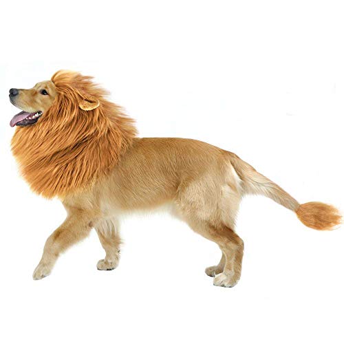 kungfu Mall Disfraz de Perro Peluca de Leones de Perro con Orejas Traje de Mascota Ajustable Vestido de Perro por Menos de 74 cm