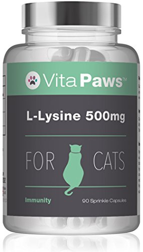 L-Lisina 500mg para Gatos - ¡Bote para 3 meses! - 90 Cápsulas - VitaPaws