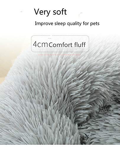La Cama del Perro Sound Sleep Donut Dog Bed, pequeña Funda extraíble de Felpa Premium Calming Nest Bed 120cm Bolas de Masa de arroz