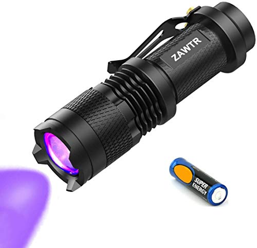 Linterna UV, Luz Negra, Ultravioleta pequeña mano 395 nm LED, Detector de orina para mascotas, perros y gatos, Lámpara UV para Inspección de Agentes Fluorescentes, 1 Batería AA incluida.
