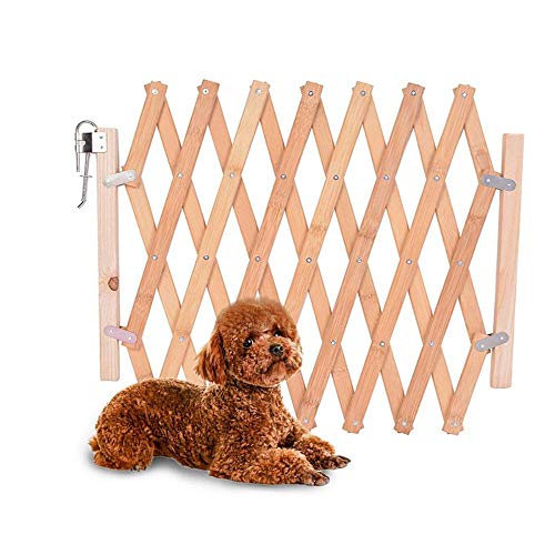 Litthing Barrera de Seguridad para Mascotas de Perros Pequeños Barrera Extensible Doméstica de Madera (48 * 110 cm)