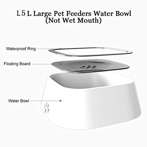 LOFAMI Comederos Pet Dog Cat Bowls Floating No Wetting Mouth Pet Bowl No Derramar Agua Potable Alimentador De Plástico Portátil Dog Cat Pet Bowls 1.5L Platos para Perros