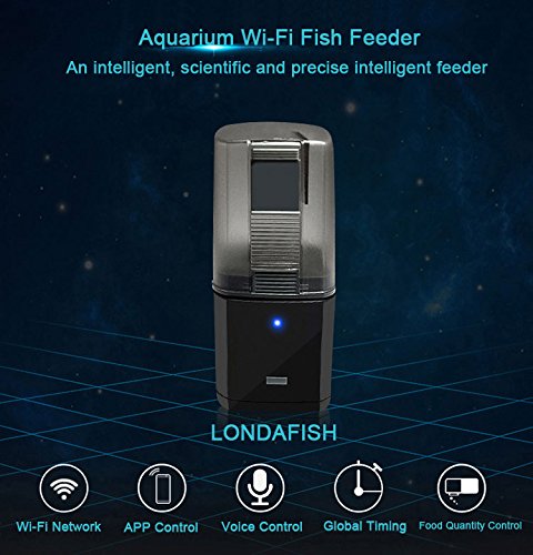 LONDAFISH Alimentador automático del Pescado del comedero de los Pescados del WiFi del Acuario Alimentador automático del Contador de Tiempo de la Comida de los Pescados para el Tanque de Pescados