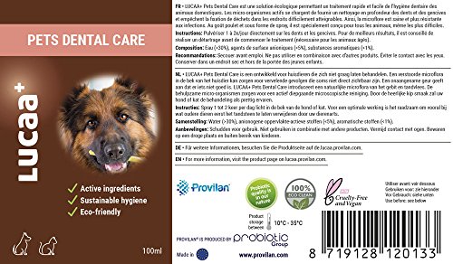 LUCAA+ Limpiador para Dientes 100ml | Higiene Dental | Mascotas/Perros/Gatos | con Probióticos | Bio, Vegano & Natural