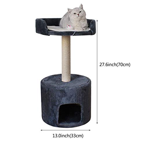 LYQZ 27.6" 2-Nivel Madera del árbol del Gato Condominio con sisal Natural Cuerda Rascador for la Actividad Gatito