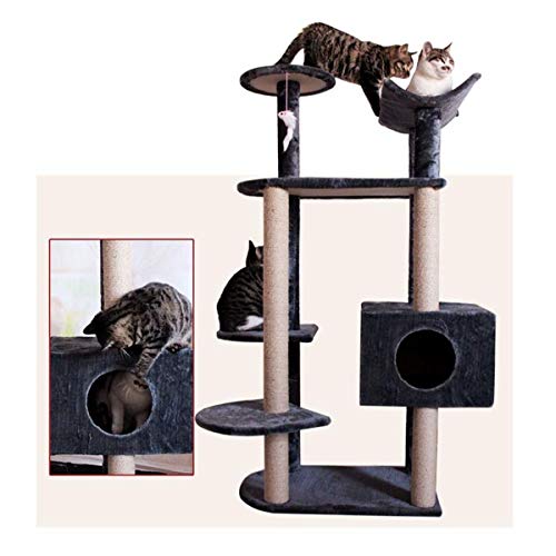 LYQZ Árbol Gato con Rascar Rascador sisal Post, 51.2" Escalada del Juego del Gato Torre Plataforma Condo con los Juguetes Que cuelgan Ratones
