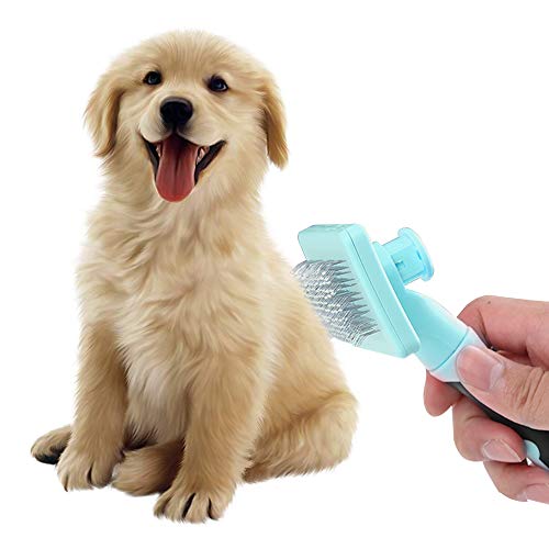 Makerfire Cepillo para Perros o Gatos de Pelo Largo o Corto para Limpiar Mascotas Medianas Y Grandes-Azul
