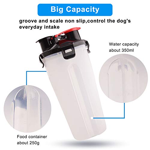 MATT SAGA Botella de Agua para Perros Portatil Envase de Comida para Perros con 2 Plegable Tazones para Perros Gatos Mascotas Adecuado para al Aire Libre Caminar Viajar (Blanco)