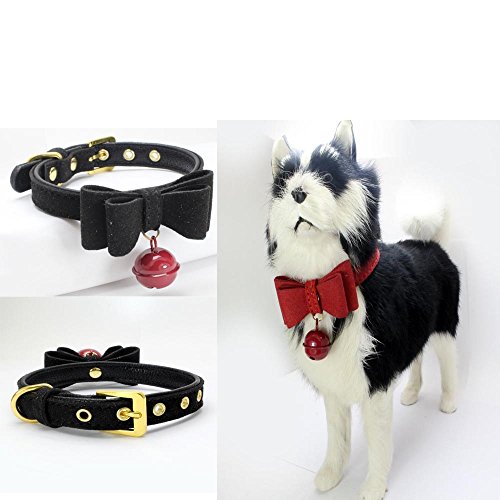 Mcdobexy Collar Clásico para Mascotas De Color Sólido con Pajarita De Campana, Ajustable para Perros Grandes Y Medianos Y Gatos Pequeños(S,Rojo)