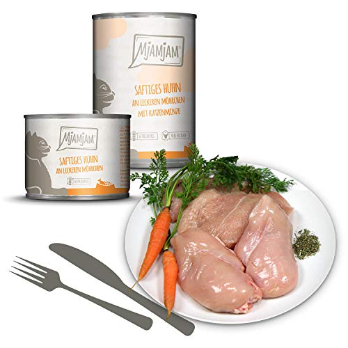 MjAMjAM Monopaket I - Comida húmeda para gatos con pollo, pavo y zanahorias, Paquete de 6 (6 x 400 g)