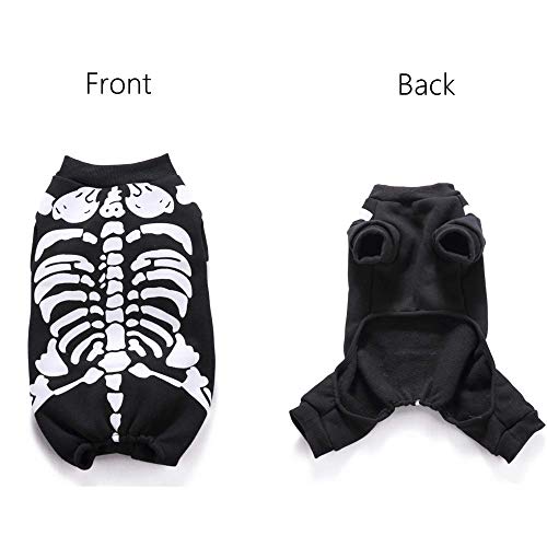 MonsterKill MK Disfraces de Halloween Perro Esqueleto, Ropa de Halloween Perro Cosplay, Disfraces de Perros Cool Skeleton, Ropa de Perro Caliente (XL)