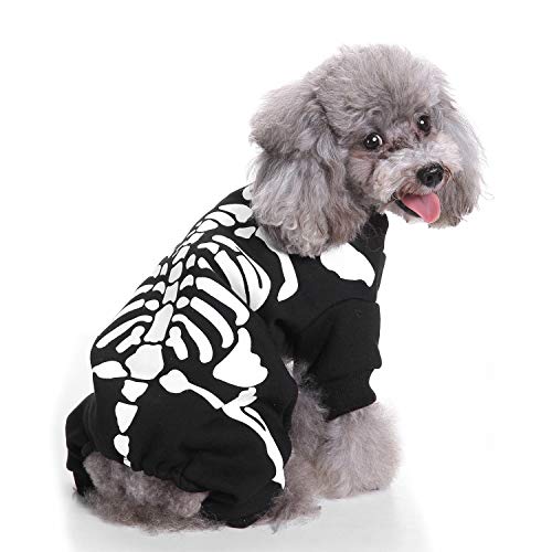 MonsterKill MK Disfraces de Halloween Perro Esqueleto, Ropa de Halloween Perro Cosplay, Disfraces de Perros Cool Skeleton, Ropa de Perro Caliente (XL)