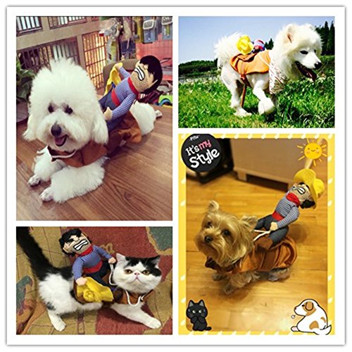 Morbuy Ropa para mascotas Ropa de mascotas de la novedad Perro con Vaquero Jinete Gracioso Vestido de fiesta para perros y gatos(S, color5)