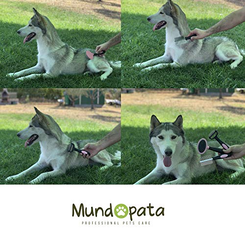 Mundopata Pack 3 Cepillos Perro y Gato y Peine Perro de Color Rosa - Cepillo Perro Pelo Largo Ideal para tu Mascota - Revitaliza el Pelo Muerto con el Peine para Perro y Gato