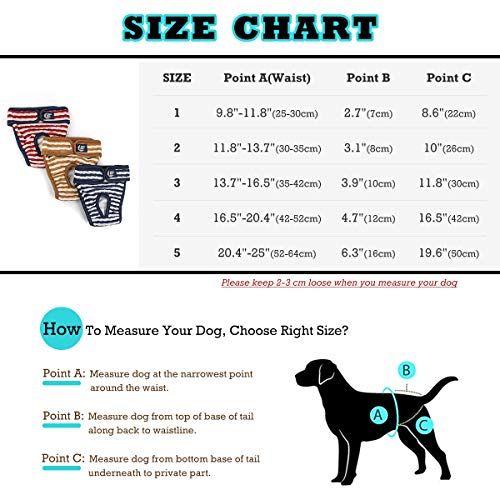 Namsan Pañales para Perros (Paquete de 3) Pañales Suaves y Reutilizables para Mascotas Lavables Pantalones para Perros Ajustables Bragas para Perros (Azul, Marrón, Rojo)
