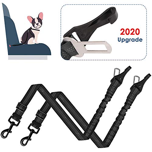 Nasjac Cinturón de Seguridad para Perros, Accesorio de Barra de fijación2 Hebillas de Metal Cinturón de Seguridad para Perros Cinturón (Negro + Negro)