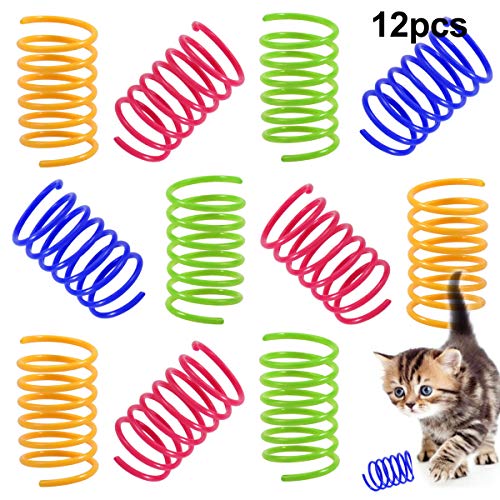 NATUCE 12PCS Juguete para Gato, Juguete Colorido del Gato Primavera Muelles en Espiral de Plástico para Gato Gatito Mascotas Novedad Regalo, Juguetes para Mascotas, Interactiva Mascota