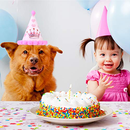 NATUCE Dog Birthday Pañuelos y Gorro para Perro, Bufanda Suave y Adorable Sombrero para Fiestas, Decoración de Cumpleaños para Mascotas (Rosa)