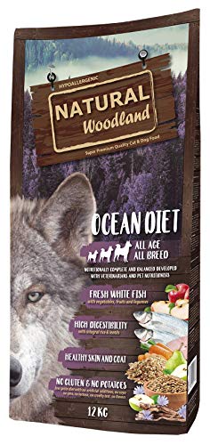 Natural Greatness Pienso Seco para Perros Receta Natural Woodland Ocean Diet. Super Premium. Todas Las Razas y Edades. Sin Gluten (12 Kg)