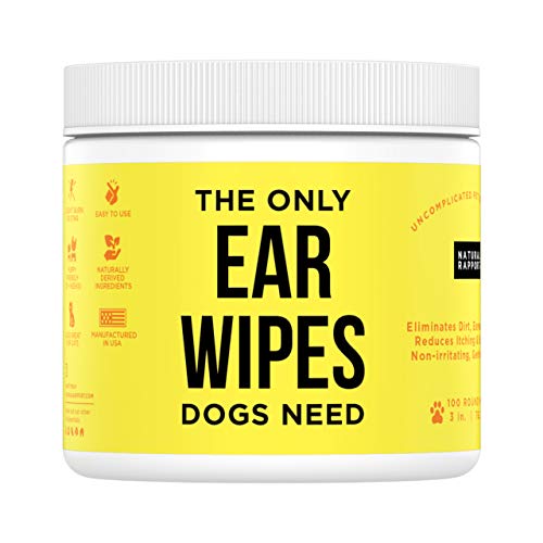 Natural Rapport Toallitas para Perros – Solución Limpia Oídos para Sacar Tapones de Oídos, Suciedad e Impurezas - Gotas y Toallitas para Perros