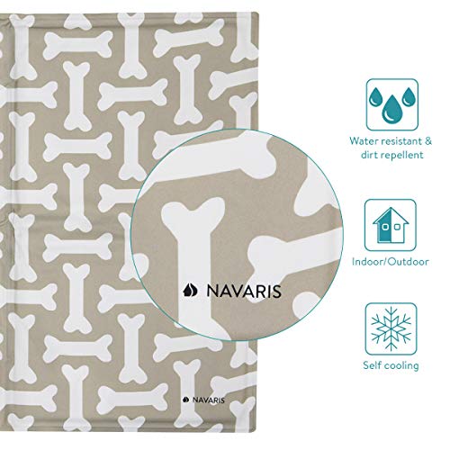 Navaris Alfombra de enfriamiento para Mascotas - Manta refrescante 50 x 90 CM para Perro Gato - Alfombrilla de refrigeración con patrón de Huesos