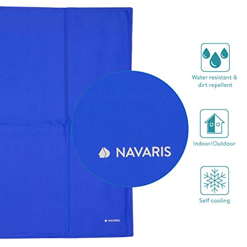 Navaris Alfombra de enfriamiento para Mascotas - Manta refrescante 81 x 96 CM para Perro Gato - Alfombrilla de refrigeración Lavable Plegable - Azul