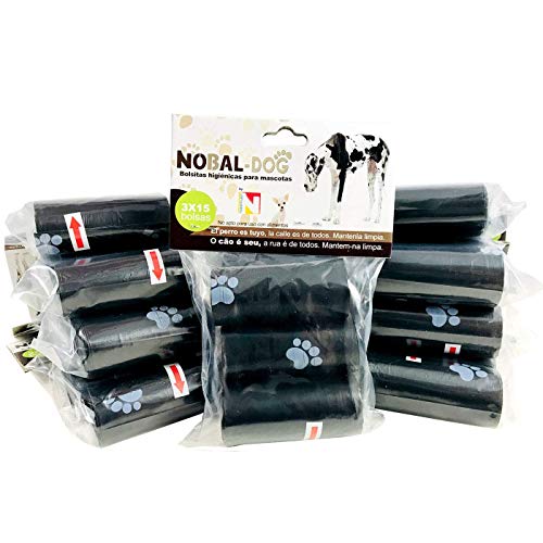 Nobal-Dog 540 Bolsas para excrementos Caca de Perro Gato Animales Mascotas 36 Rollos -19,5x30cm perfumadas y Estampadas [Fabricadas en España]