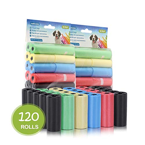 Nobleza - 1800 Conde Bolsas Caca Perro Bolsas para excrementos de Perros Pack de 120 Rollos 5 Colores