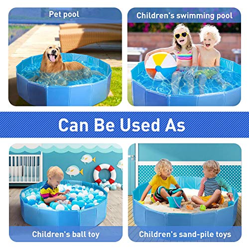 Nobleza - Piscina para Perros Bañera Plegable para Niños Mascotas Piscina Resistente y Estable PVC Antideslizante Adecuado para Interior Exterior al Aire Libre Azul 80 * 20cm