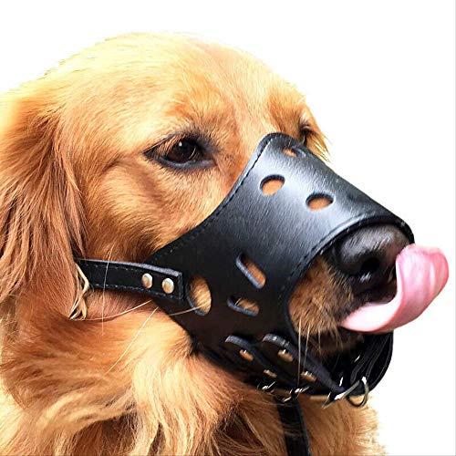 Nobrand Juego de bocas de perro antimordeduras para beber agua mascota grande pelo dorado antiladridos máscara de alarma antiladridos